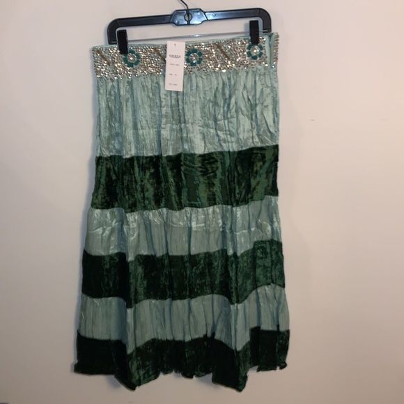 Striped Silk Maxi Skirt With Side Zipper - Picture 5 of 6